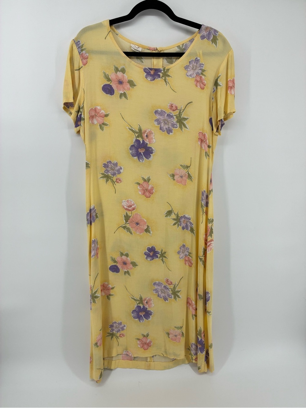 Vintage Cottagecore Floral Yellow Dress Lightweight Grandmacore Peasant